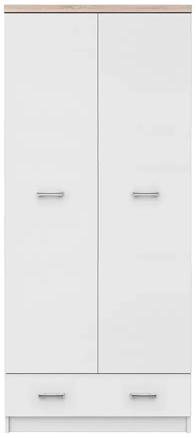 Biała szafa dwudrzwiowa z szufladą K4-G20