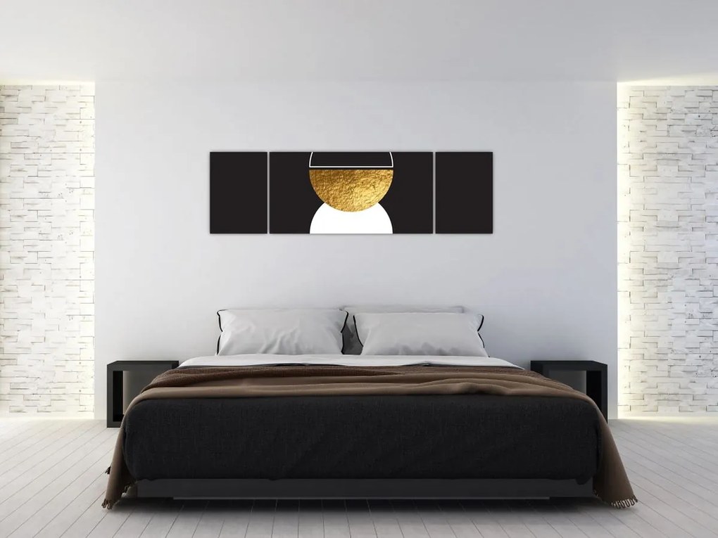 Obraz - Abstrakcja złoto i czerń N⁰2 (170x50 cm)