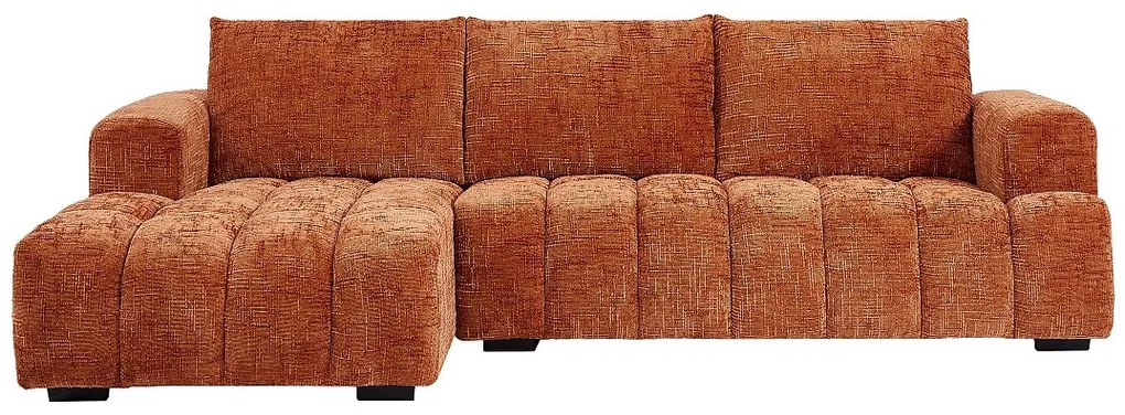 Kanapa narożna lewostronna z teksturowanej tkaniny terakota BENOLA