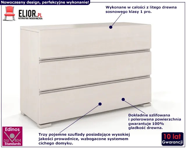 Komoda drewniana z szufladami Narcyx 2S - Biały mat