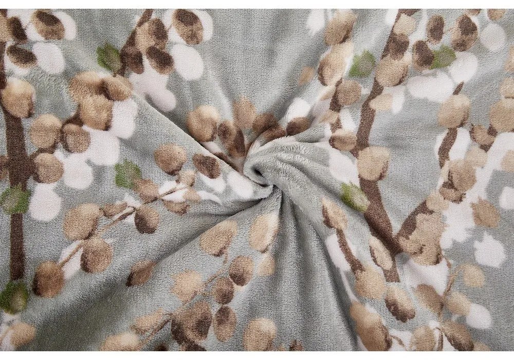 Szara pościel jednoosobowa z mikropluszu 140x200 cm Branches – My House