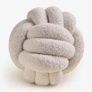 Poduszka Okrągła Ibona Ø25 Cm Z Owczej Skóry Tkanina Baranek Boucle Biały - Sklum