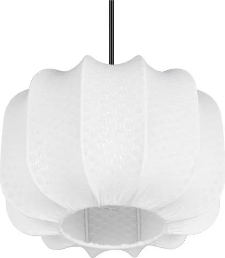 Biała metalowa lampa wisząca z tekstylnym kloszem ø 25 cm Madleine – Reality