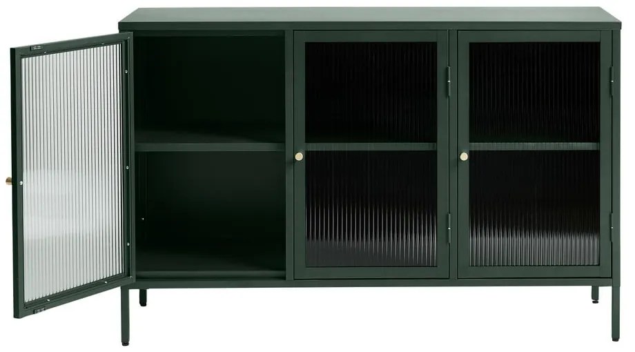 Zielona metalowa witryna Unique Furniture Bronco, wys. 85 cm