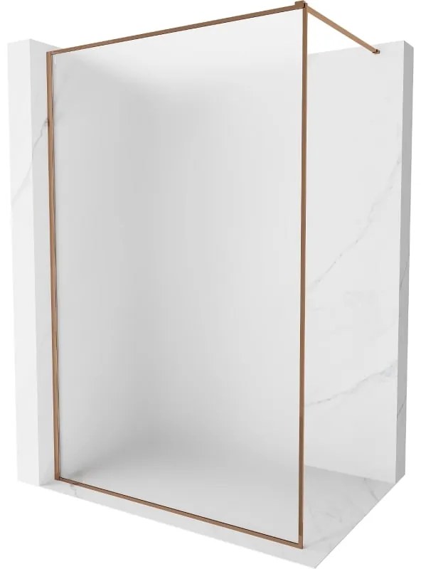 Mexen Kioto-XF ścianka prysznicowa Walk-in z ramką 130 x 202 cm, szron 10 mm, różowe złoto - 800-130-104-60-30-X
