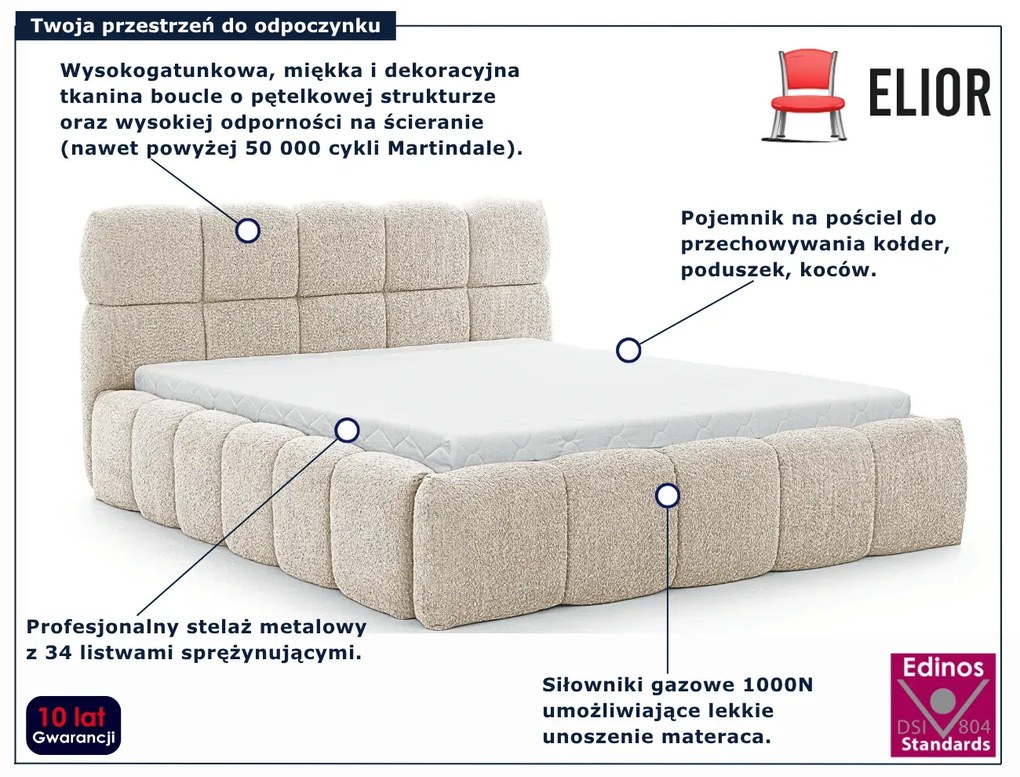 Kremowe łóżko chmurka boucle 5 rozmiarów P0-A37