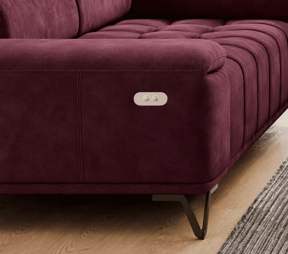 Sofa trzyosobowa z regulowanymi zagłowkami Palladi 3 - wygodna kanapa z możliwością elektrycznie wysuwanego siedziska