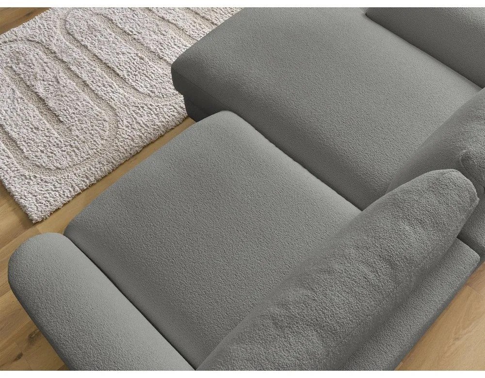 Ciemnoszary narożnik z materiału bouclé (lewostronny/z szezlongiem) Leonore – Bobochic Paris