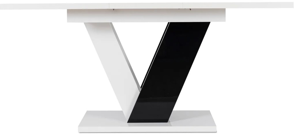 Stół Prostokątny Rozkładany CLARK 120-160 cm Czarny/Biały Połysk Glamour