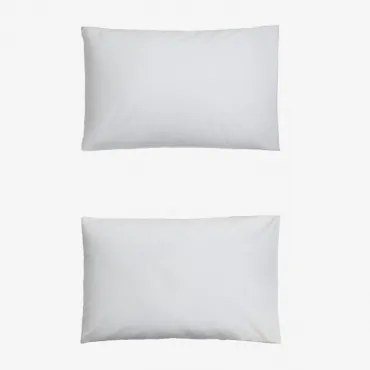 Pack 2 Poszewek Na Poduszki Z Perkalu Bawełnianego O Gęstości 180 Nitek Lesia Biała & 50 X 75 Cm - Sklum