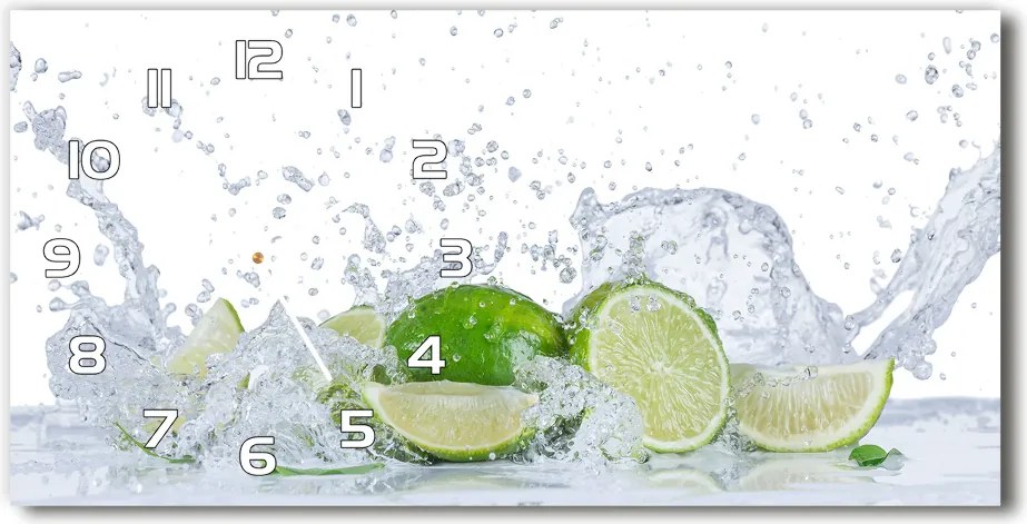 Zegar ścienny szklany cichy Limonki i woda