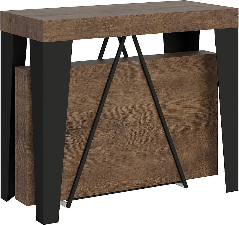 Konsola rozkładana 90x40/196 cm Algo Small orzech rama w kolorze antracytu
