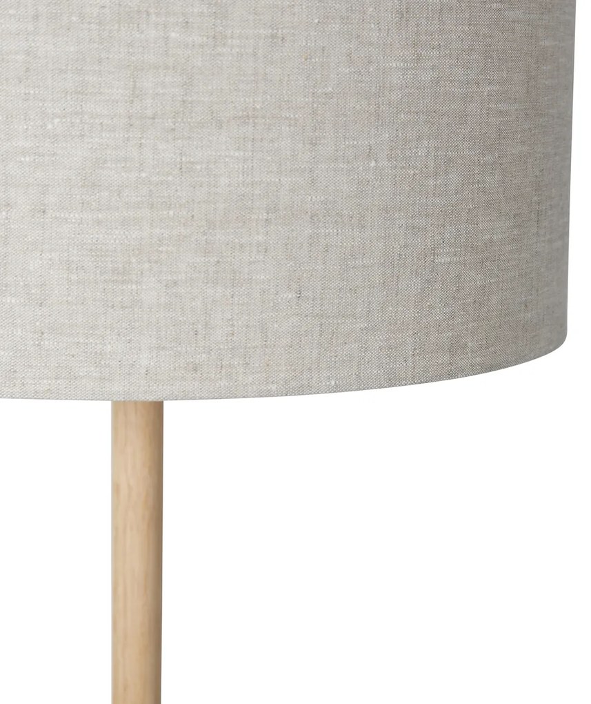 Rustykalna lampa podłogowa drewniana z abażurem w kolorze jasnobrązowym - Mels