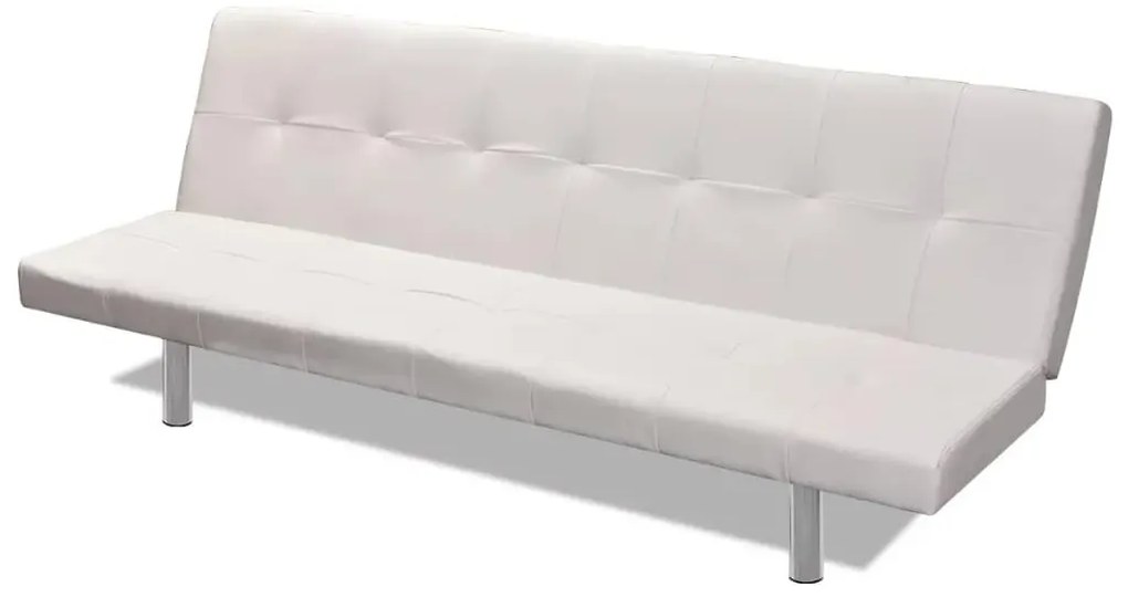 Kremowa kanapa rozkładana z ekoskóry C1-S10