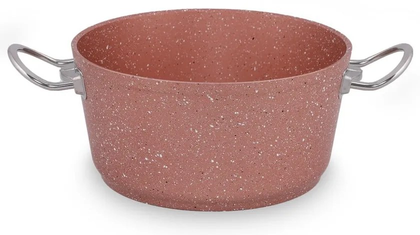 Różowy aluminiowy garnek z pokrywką Güral Porselen Classic, ø 22 cm