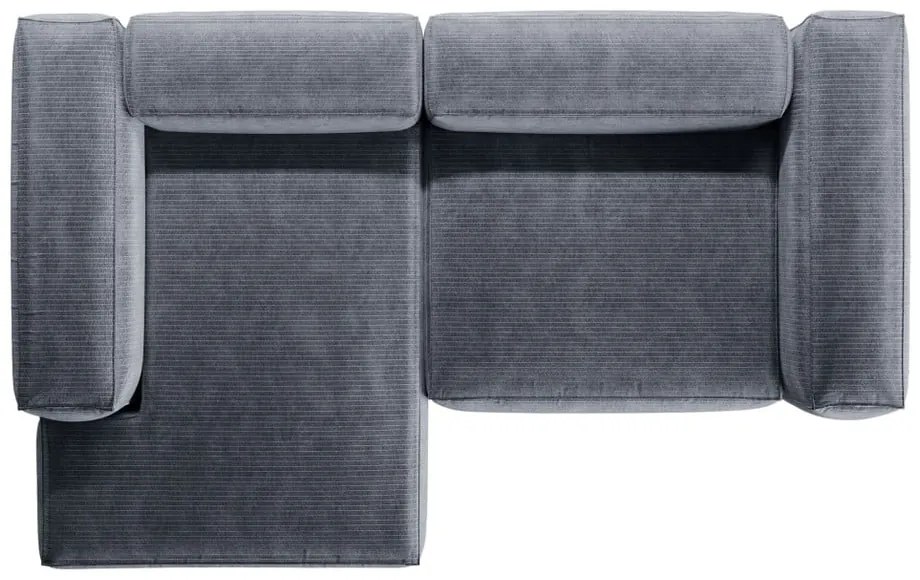 Szaroniebieski sztruksowy narożnik (lewostronny/z szezlongiem) Bergamo – Cosmopolitan Design