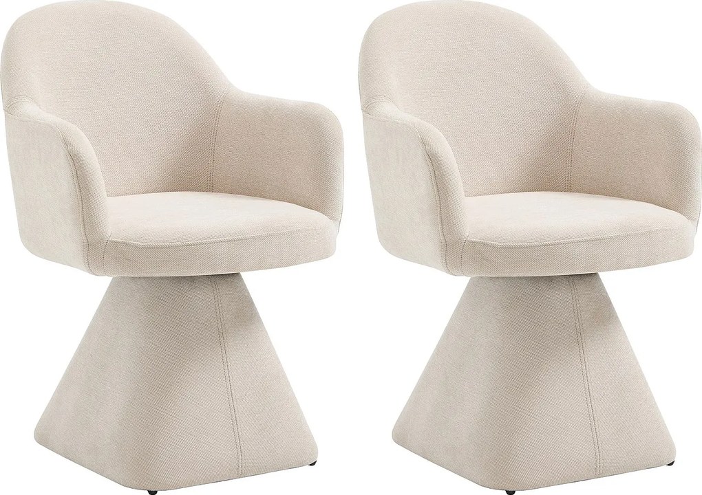 Zestaw 2 foteli obrotowych z podłokietnikami z tkaniny - Beżowy - VALYRA