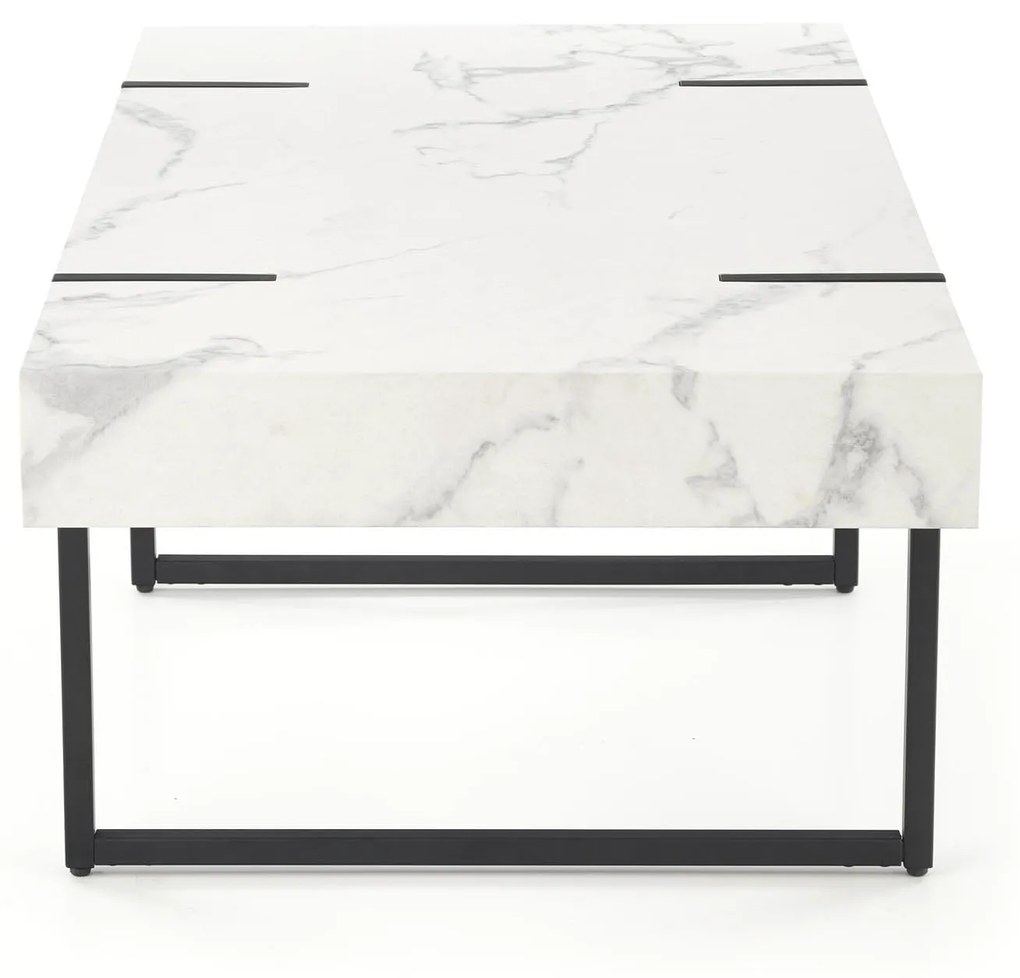 BOLIVAR ława biały marmur czarny, prostokątna, loft, glamour, nowoczesna