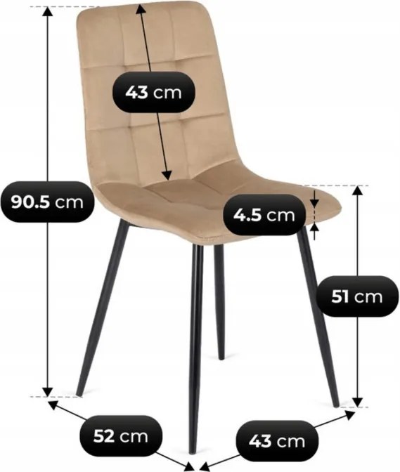 Zestaw Stół Okrągły Rozkładany HARRY 102-142 cm Dąb Craft/Czarny i 4 Krzesła Tapicerowane PERU Beżowe Welurowe Nowoczesne