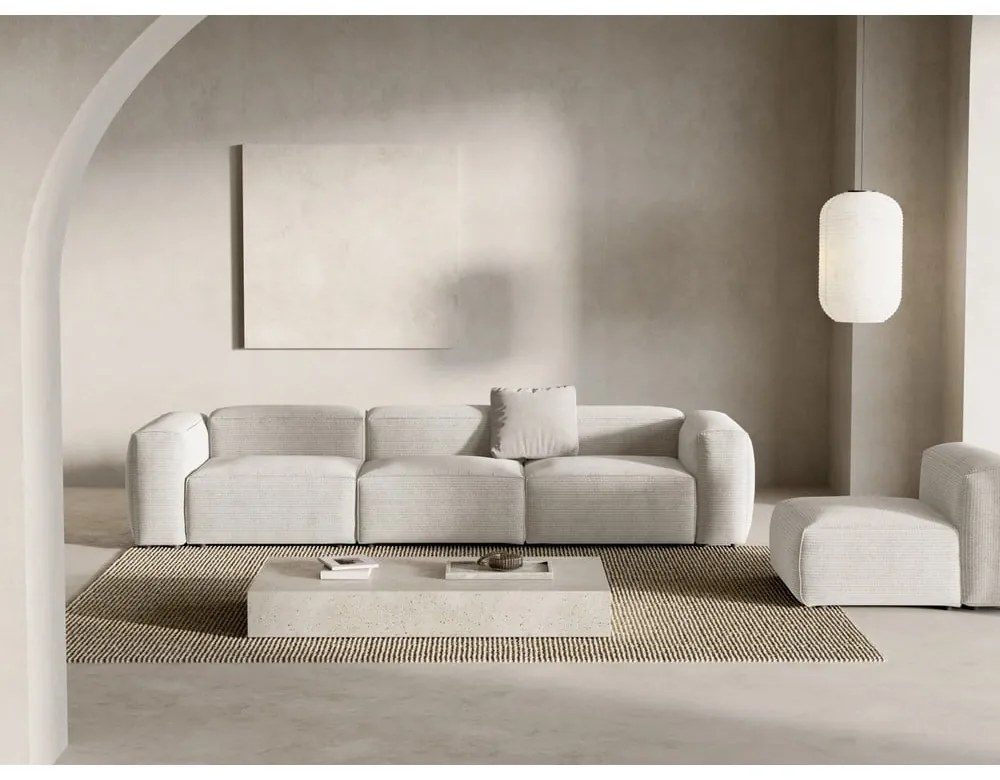 Beżowa sztruksowa sofa 364 cm Bergamo – Cosmopolitan Design