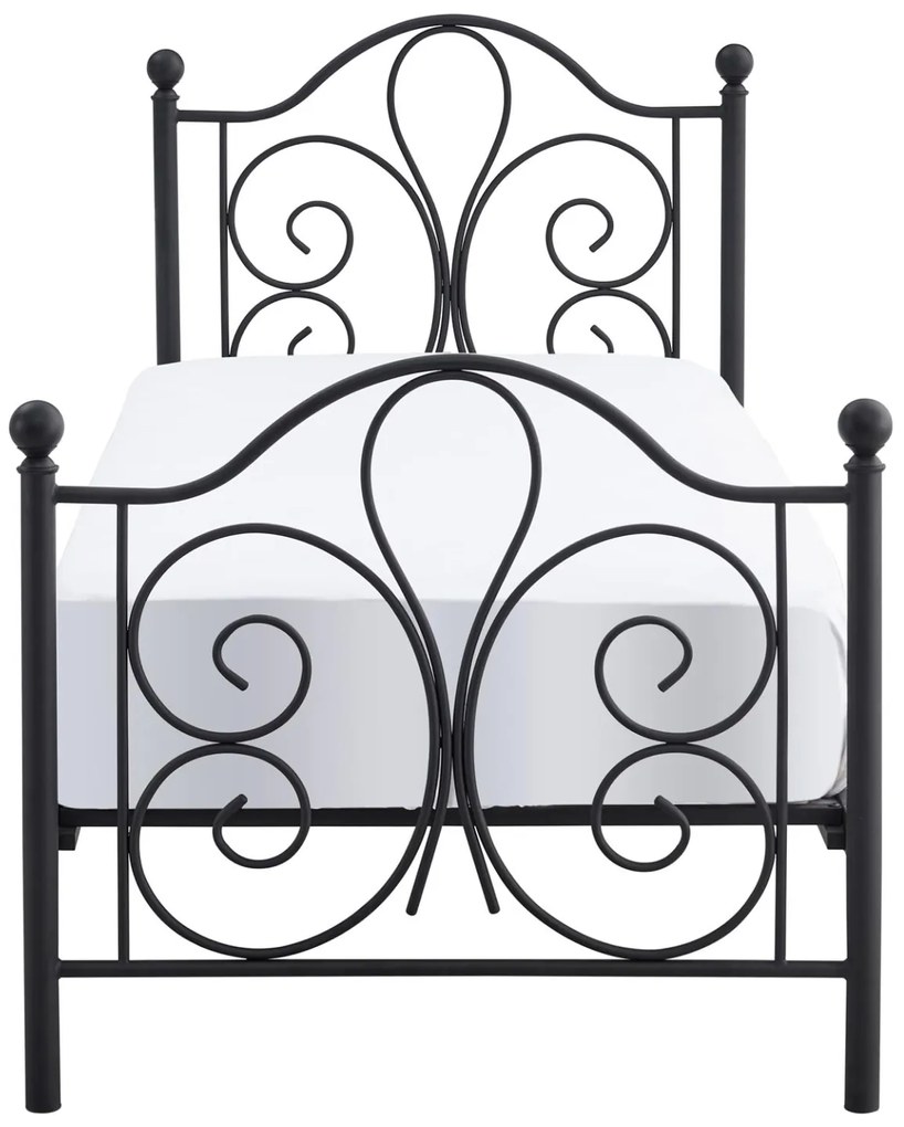 Łóżko Metalowe 90x200 cm ze Stelażem Jednoosobowe LORDI Czarne