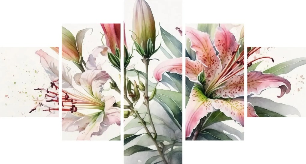 Obraz - Lilie, ilustracje (125x70 cm)