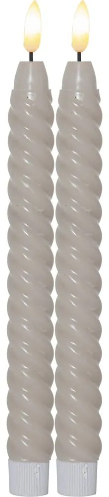 Zestaw 2 beżowych woskowych świec LED Star Trading Flamme Swirl Antique, wys. 25 cm