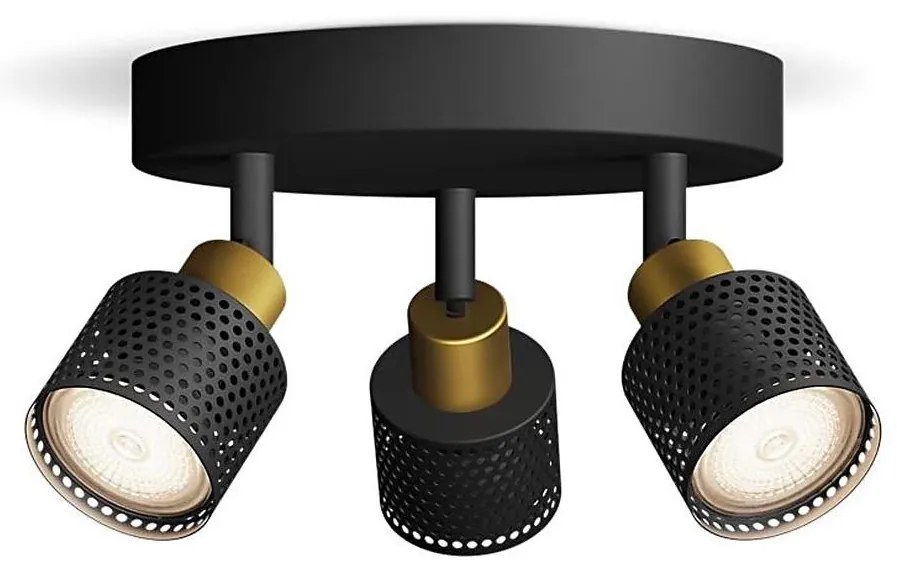 Philips - Oświetlenie punktowe NIALL 3xGU10/5W/230V czarne/mosiądz