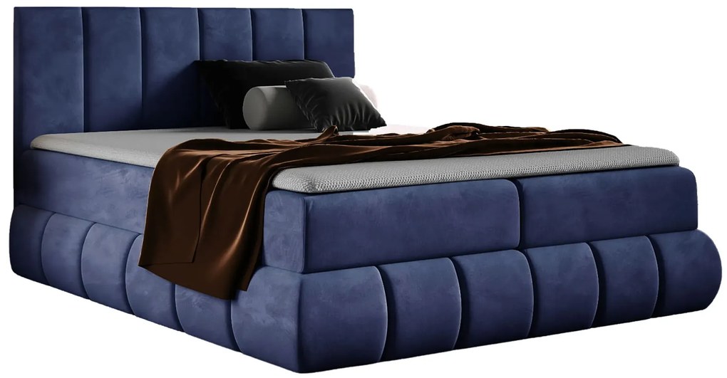 Granatowe łóżko kontynentalne 5 rozmiarów L5-H23