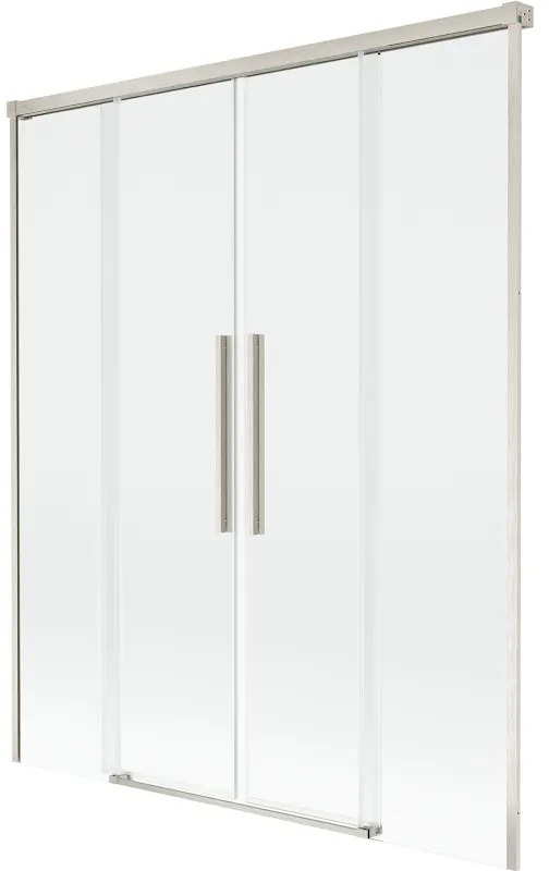 Mexen Rox parawan nawannowy 2-skrzydłowy rozsuwany 150 x 150 cm, transparent, nikiel szczotkowany - 8C9-150-002-97-00