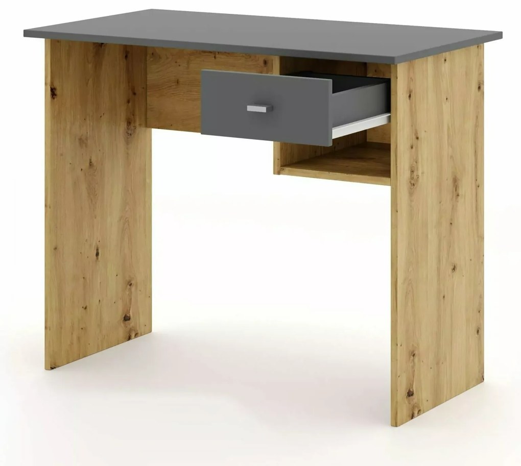 PROMOCJA Biurko w dekorze dąb artisan z antracytowym blatem B-011 II. klasa jakości