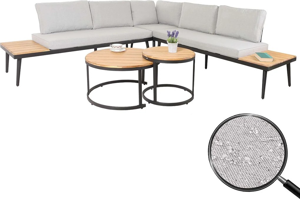 Zestaw ogrodowy MCW-H54c,  jasnobrązowy, poduszki jasnoszare