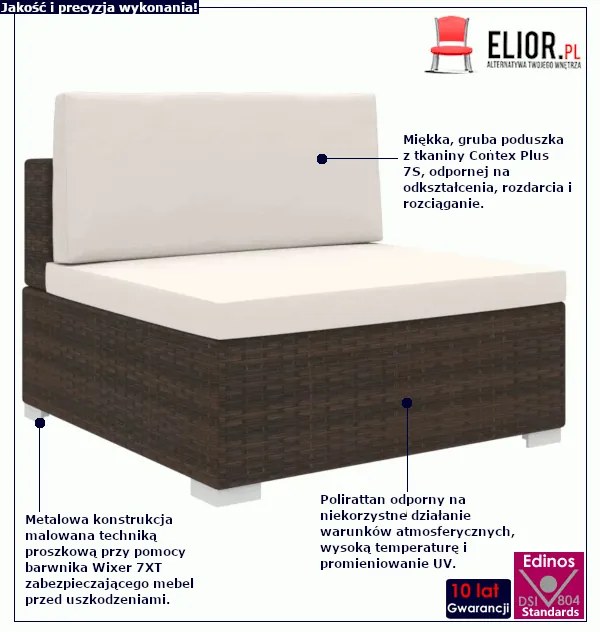 Brązowa sofa ogrodowa z poduszką - Norbi