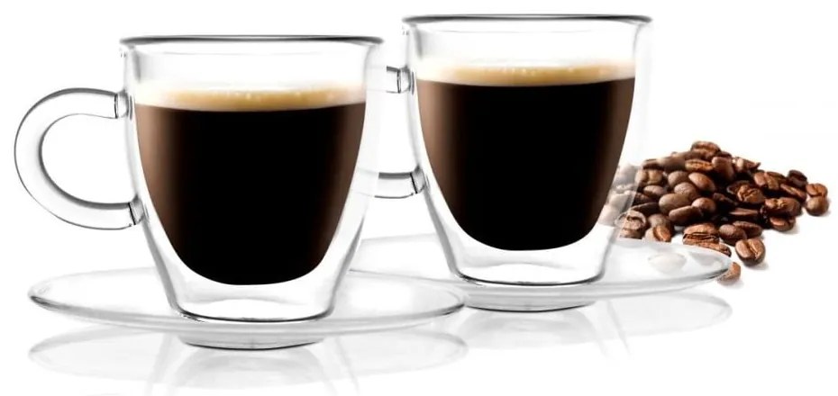 Zestaw 2 szklanek z podwójną ścianką Vialli Design Amo Espresso, 50 ml