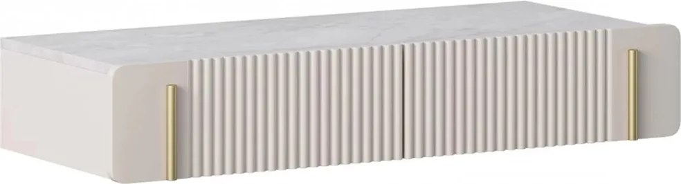 Toaletka Malmi 100 cm wisząca z szufladami - kaszmir / crema bianca / złoty