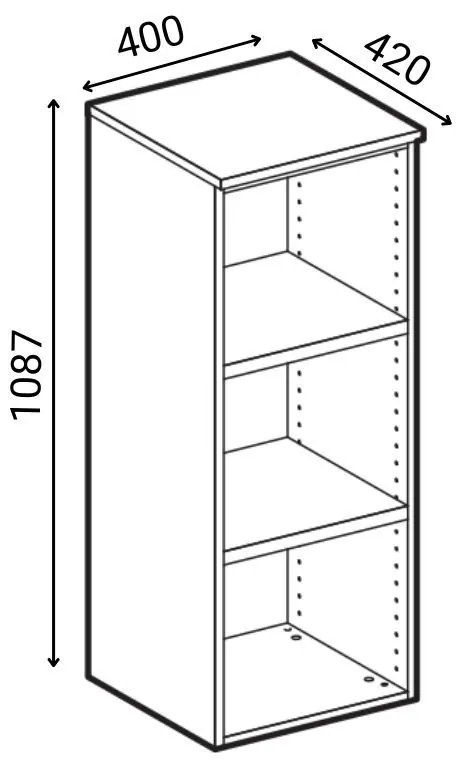 Szafa biurowa niska z drzwiami PRIMO GRAY, 1087 x 400 x 420 mm, szary/wiśnia