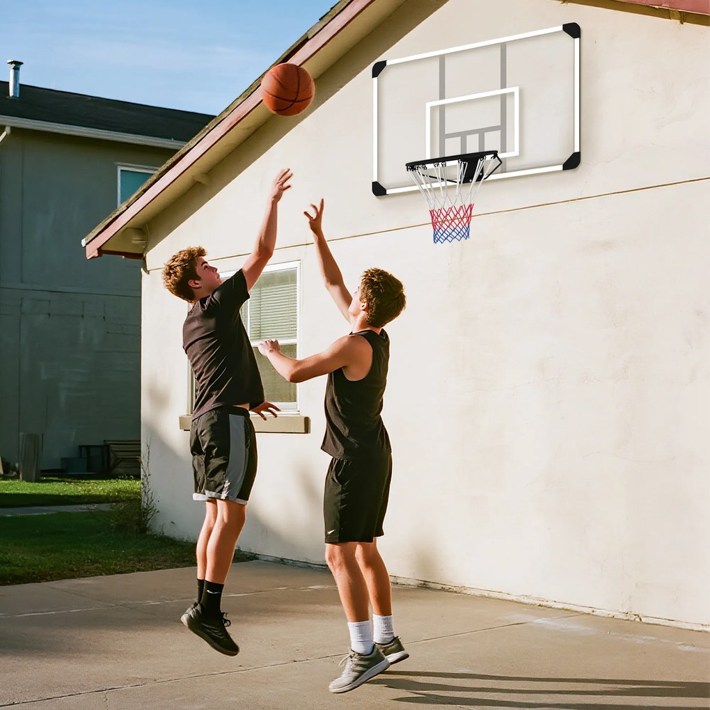 SPORTNOW Kosz do koszykówki z niełamliwą tablicą, regulowany, Indoor &amp; Outdoor, stalowa rama, Czarny