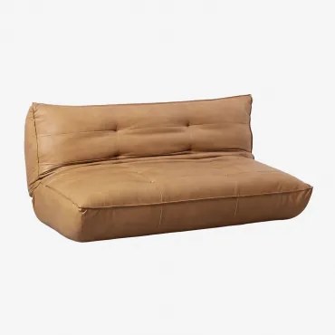 Sofa Rozkładany Dwuosobowy Tapicerowany Mati Sztuczna Skóra W Kolorze Jasnobrązowym - Sklum
