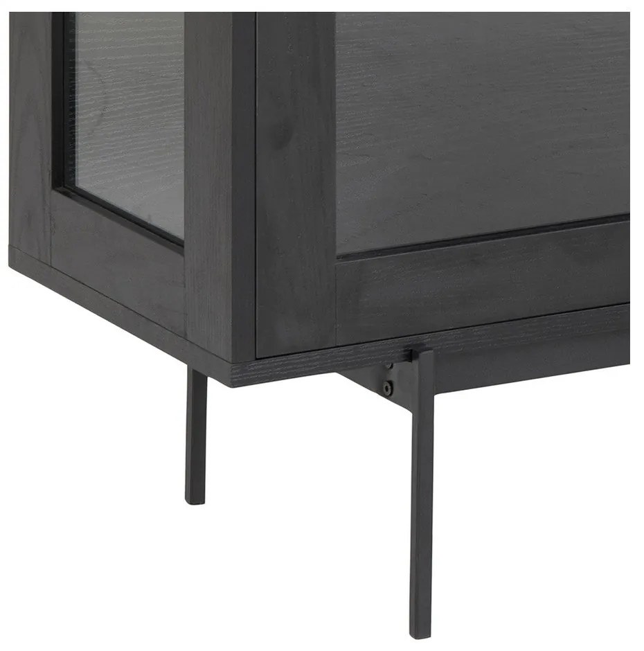 Czarna witryna w dekorze jesionu 140x82 cm Angus – Actona