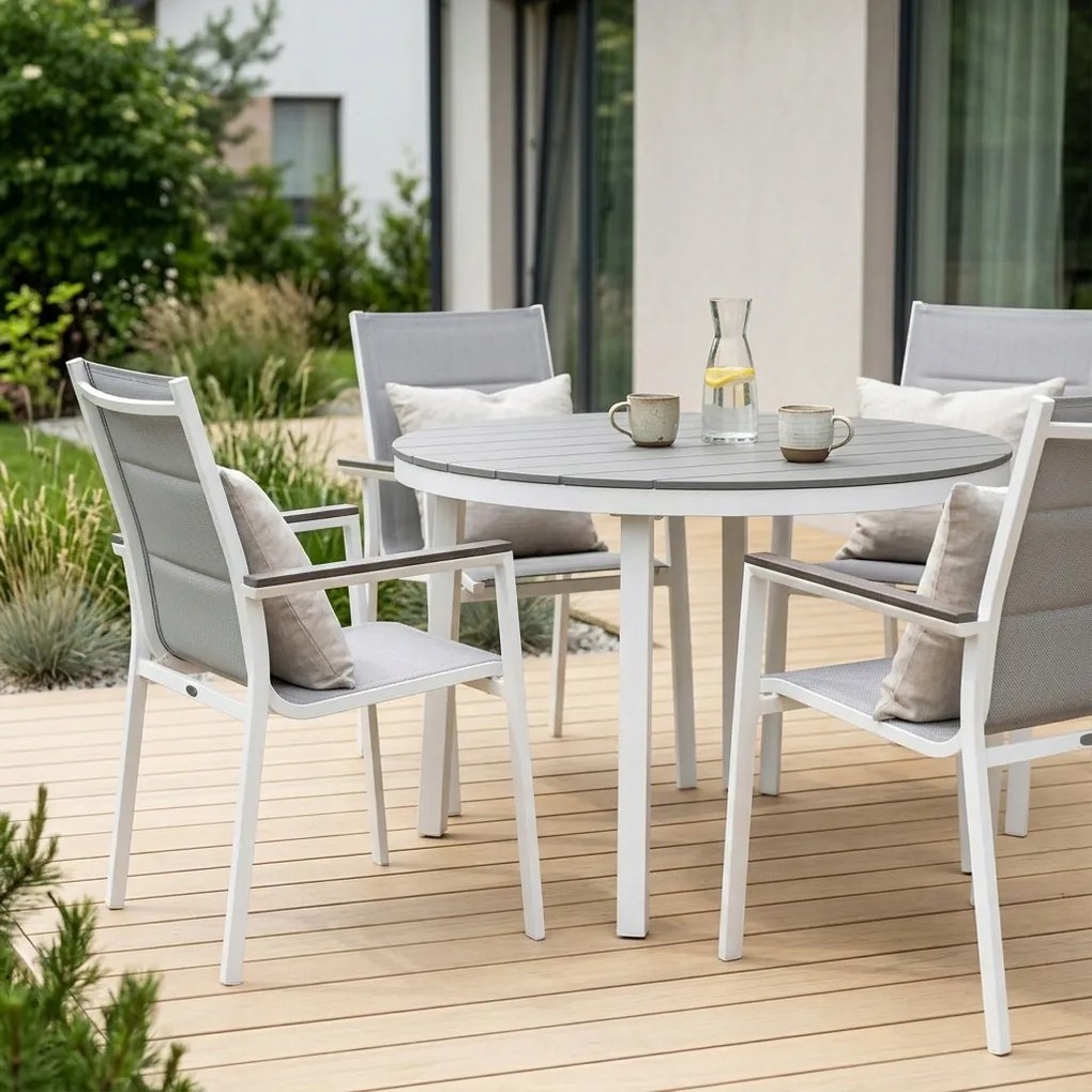 3587W-WH Krzesło Ogrodowe Aluminiowe Białe 56x65x88 cm Komfortowe Wytrzymałe Pianka