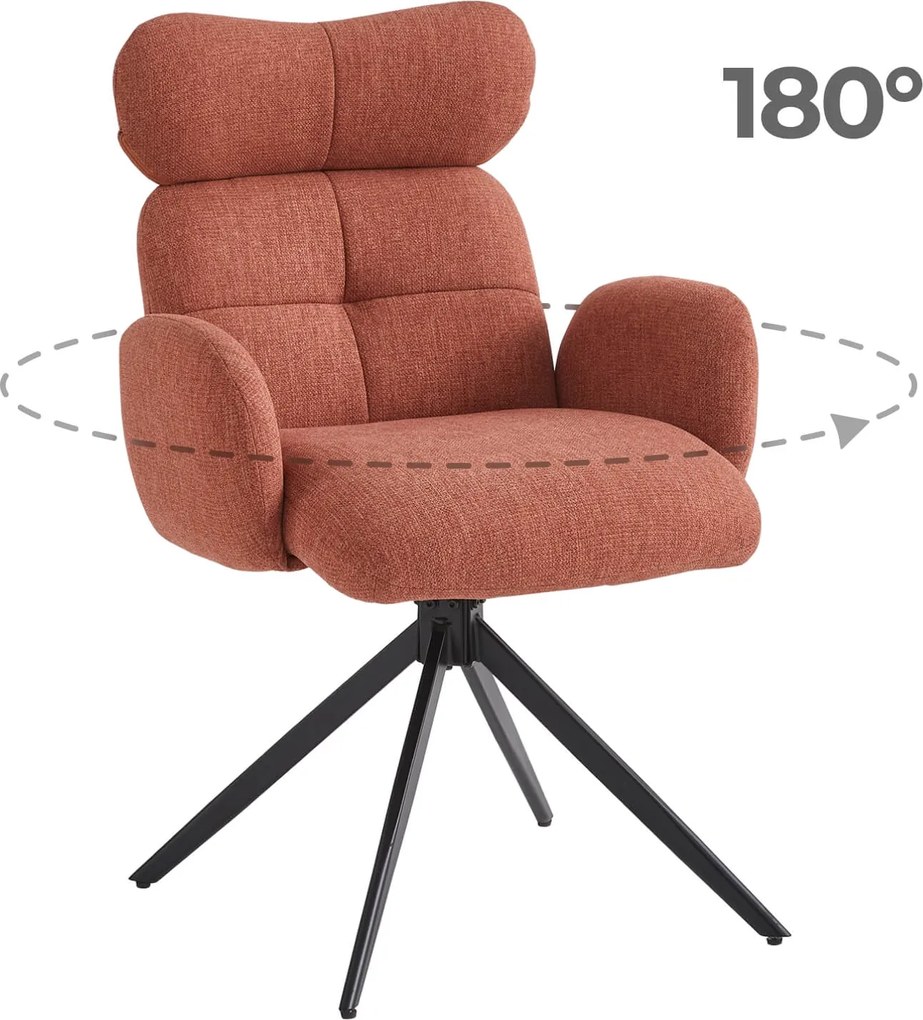 Krzesło Tapicerowane Obrotowe ALVARO Rude Nowoczesne