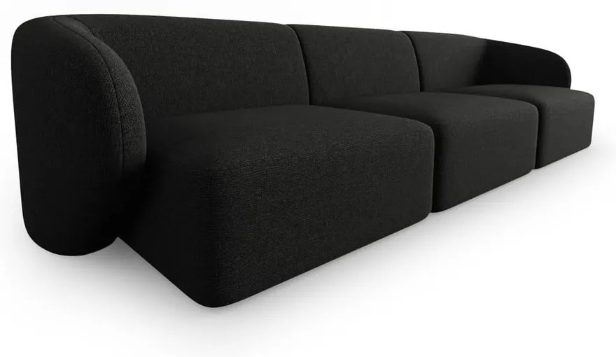 Czarna sofa z tkaniny szenilowej 266 cm Paolo – Milo Casa