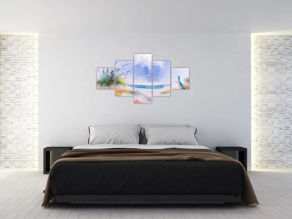Obraz - Romantyczna plaża, obraz olejny (125x70 cm)