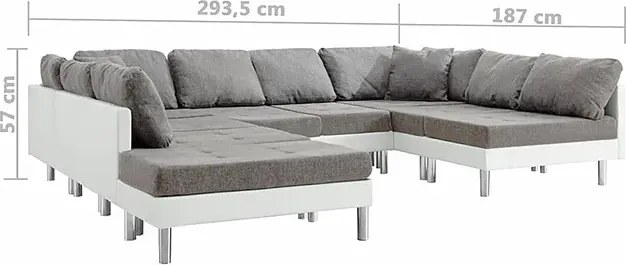 Sofa modułowa biało-jasnoszara z ekoskóry  - Basket