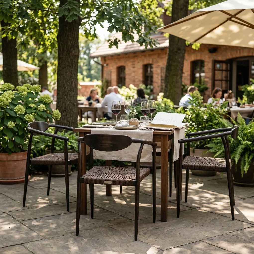 Krzesło Ogrodowe Ciemny brąz 56x61x75 cm Aluminium Plecione Brązowe Sznurki