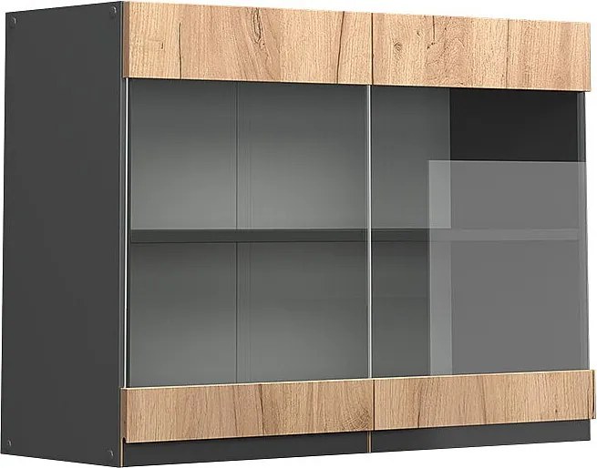 Szklana szafka kuchenna złoty dąb energetyczny 80x31x60 r-line