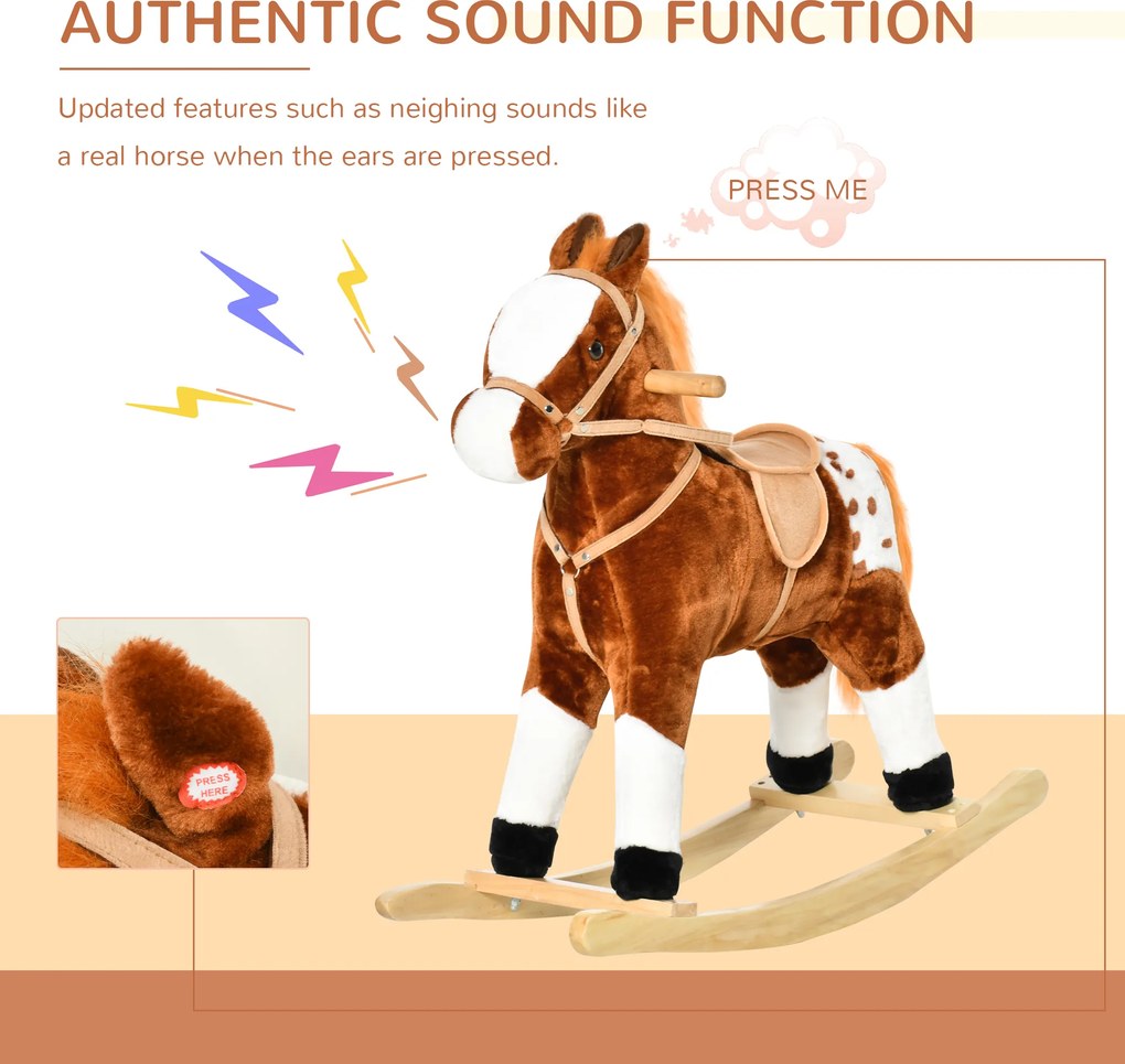 HOMCOM konik na biegunach dla dzieci konik na biegunach bujak rżący różowy