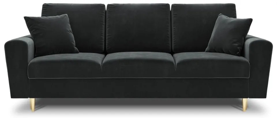 Ciemnoszara aksamitna rozkładana/ze schowkiem sofa 235 cm Kyoto – Cosmopolitan Design