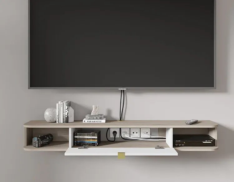 Wisząca szafka pod TV dąb sonoma + biały B4-C27