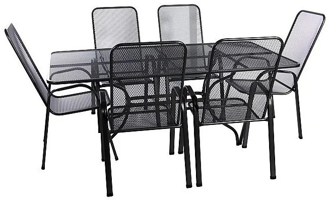 Metalowy zestaw ogrodowy SANDRA 1 + 6 stół 145x90 cm (CT309)